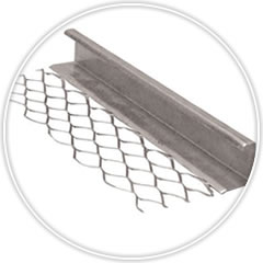 One galvanized steel expansion bead with the stainless steel wing and the big return for corner edge protection.